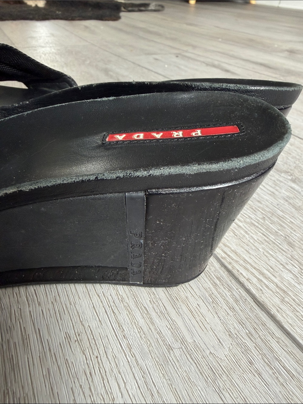 Prada Y2K Black Slide Wedge Mules size women’s 9 - Picture 7 of 11